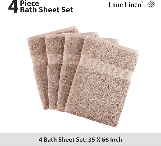 LANE LINEN Large Bath Sheet Set Oversized Soft Absorbent Quick Dry - Taupe | Bath Sheets Set - OEKO-TEX Certified, Ring-Spun Durability, Generously Sized, Oversized & Roomy, Lightweight & Breathable