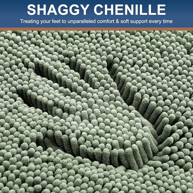 Smiry Round Bathroom Rugs 24X24, Chenille Extra Soft Absorbent Bath Mat | Sage Green, Machine Washable Non-Slip Plush Bath Mats for Bathroom, Tub, Shower, and Floor, Home Decor