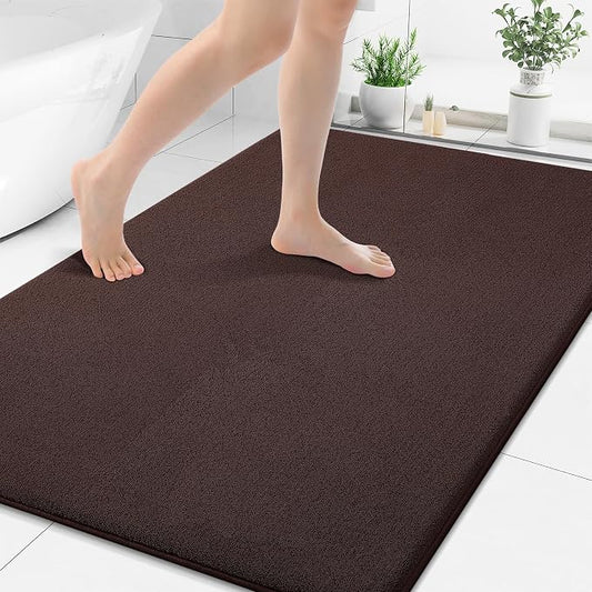 Smiry Memory Foam Bath Mat 48x32, Extra Soft Absorbent Bathroom Rugs | Brown Quick Dry, Machine Washable Bath Mats for Bathroom, Shower, Tub and Home Decor Accessories