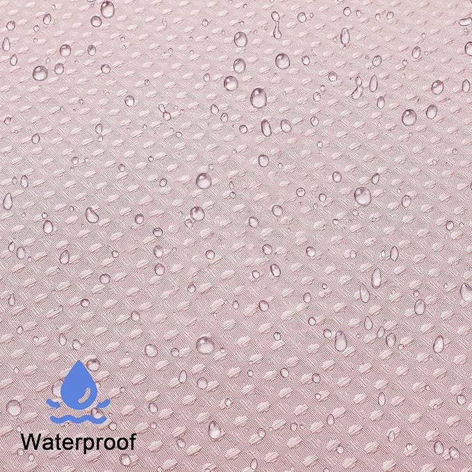 Blush Pink Shower Curtain Set, Waffle Textured Heavy Duty Fabric Shower Curtain for Bathroom, Luxury Hotel Weighted 230GSM Waterproof Bath Curtain with 12 Plastic Hooks, Machine Washable, 72x72