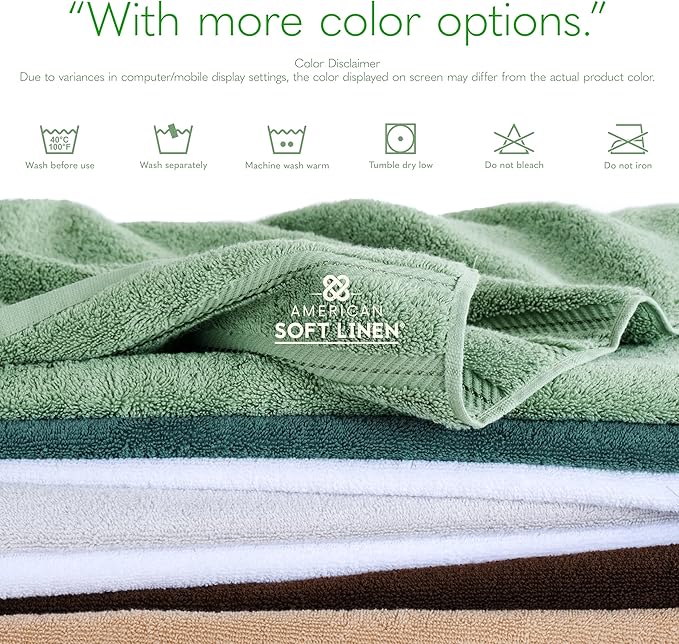 American Soft Linen 100% Cotton Luxury Turkish Towels, 2PC 35x70 Bath Sheet | Soft Absorbent Quick Dry OEKO Tex Standard 100 Certificated Durable Machine Washable Premium Hotel Quality