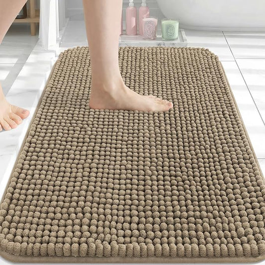 Arotive Chenille Bathroom Rugs 34x21, Soft Absorbent Bath Mat, Camel | Rubber Backing, Machine Washable Dry Bath Mats for Bathroom Floor, Tub and Shower, Home Decor Accessories