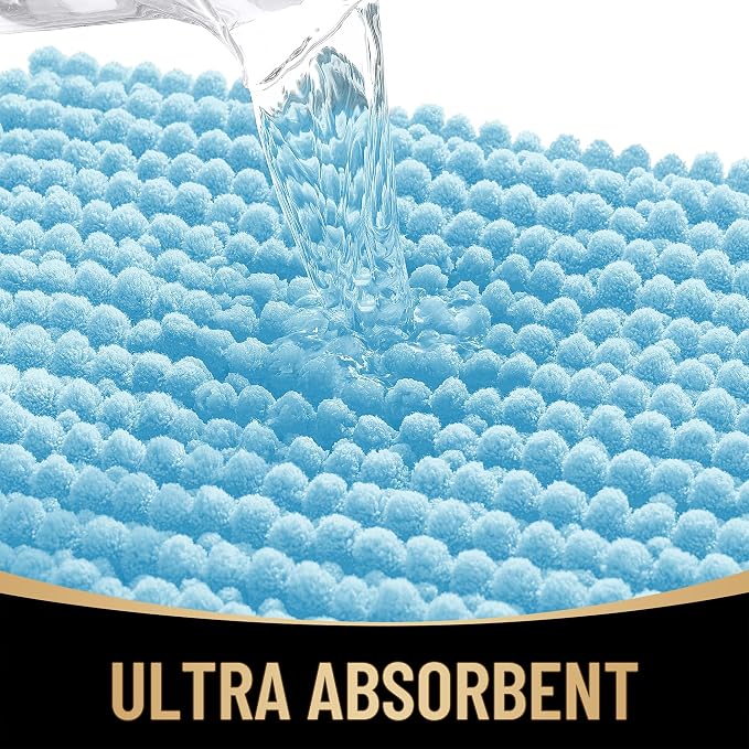 OLANLY Thick Chenille Absorbent Bathroom Rugs Mat 30x20, Sky Blue | Soft Bath Rugs, Rubber Backing, Machine Wash Dry, Bath Mats for Bathroom, Tub and Shower, Home Decor Accessories
