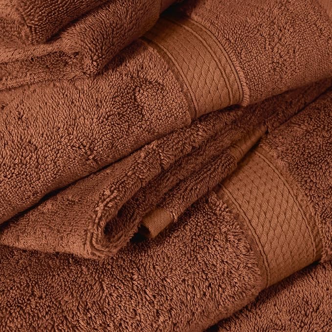 Superior Egyptian Cotton Plush & Absorbent, Bath Towel Set of 4, Rust | Quick Dry, Soft Luxury Towel Set, Bath Essentials for Bathroom, Guest Bath, Spa, 4 Piece Bath, Madeline Towels