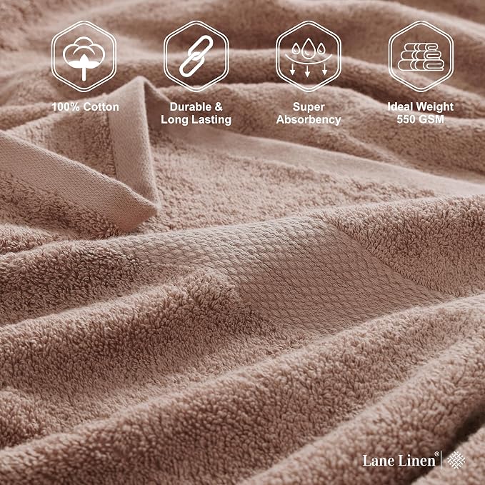LANE LINEN Large Bath Sheet Set Oversized Soft Absorbent Quick Dry - Taupe | Bath Sheets Set - OEKO-TEX Certified, Ring-Spun Durability, Generously Sized, Oversized & Roomy, Lightweight & Breathable