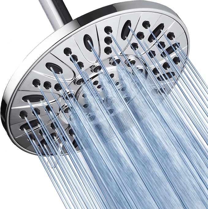 AquaDance High Pressure 6-Setting, 7" Rainfall Shower Head – Tested to Meet US Quality Standards, Angle-Adjustable, with Tool-Free Installation – Chrome Finish | Angle Adjustable with Extra-wide Flow Coverage & High Precision Anti-clog Nozzles. Tool-Fr...