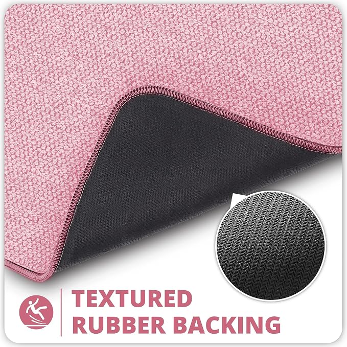 Bath Mat,Ultra Thin Bathroom Rugs,Rubber Bath Mats for Bathroom,No Slip Bath Rugs,Quick Dry,Machine Washable,Low Pile,Absorbent,Shower Outside,Sink,Home Decor Accessories.Pink,1'5"x2'3"(17x27inch)