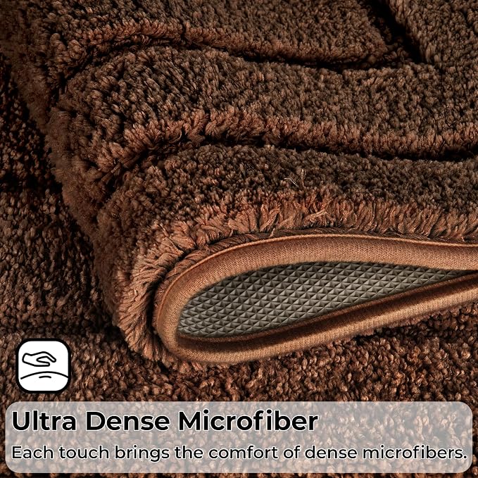 GRANNY SAYS Brown U Shaped Toilet Rug 20" x 24", Non-Slip Bath Mat | Soft microfiber, TPR backing, absorbs water quickly, machine washable, fits around most standard toilet bases