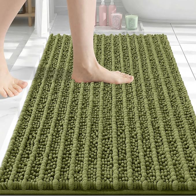 Arotive Bathroom Rugs Mat 30x20, Soft Absorbent Chenille Shaggy Bath Mat | Willow Green, Machine Wash Dry, Bath Rugs for Bathroom Floor, Tub and Shower, Home Decor Accessories
