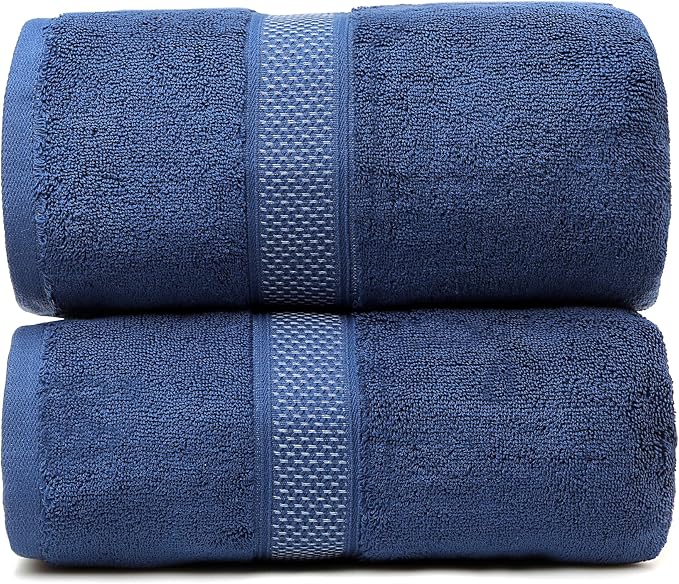 Fluffy Cotton Bath Towels Set650GSM,2-Piece Set, Thickened and Enlarged(31.5x63 inches),Super Absorbent,Soft,Suitable for Hotel, Bathroom, Swimming Pool, SPA,Gift(Dark Blue)