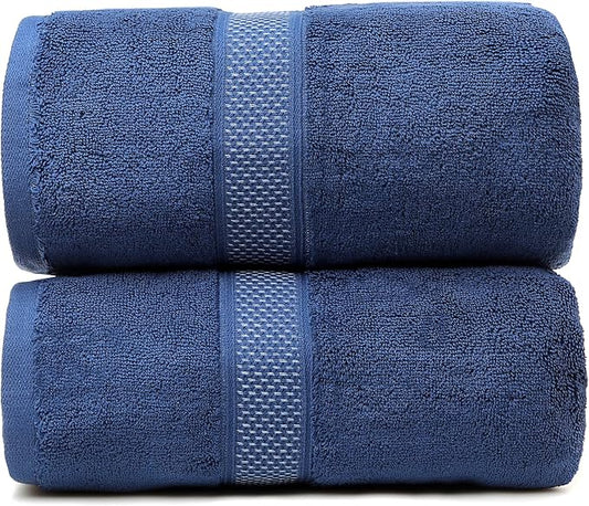 Fluffy Cotton Bath Towels Set650GSM,2-Piece Set, Thickened and Enlarged(31.5x63 inches),Super Absorbent,Soft,Suitable for Hotel, Bathroom, Swimming Pool, SPA,Gift(Dark Blue)