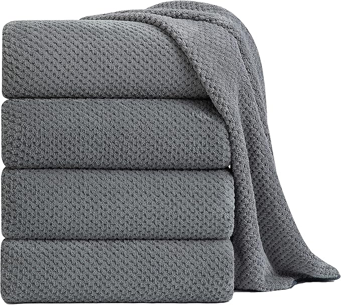 Extra Large Bath Towel Sheet Set 35x70 Inches - Oversized Highly Absorbent Towels Set,Jumbo Microfiber - Quick Dry, Lightweight,Super Soft for Bathroom,Hotel,SPA,Pack of 4 (Gray)