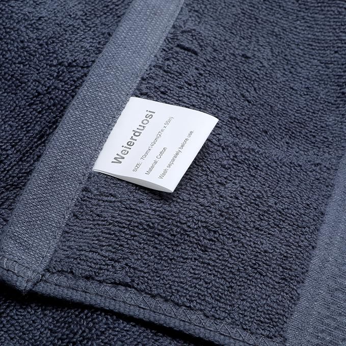 Cotton Bath Towels Set, 2-Piece Set(27x55 Inches) Super Absorbent Quick Drying, Soft,Suitable for Bathroom, spas, Gyms,Gift (Dark Grey)