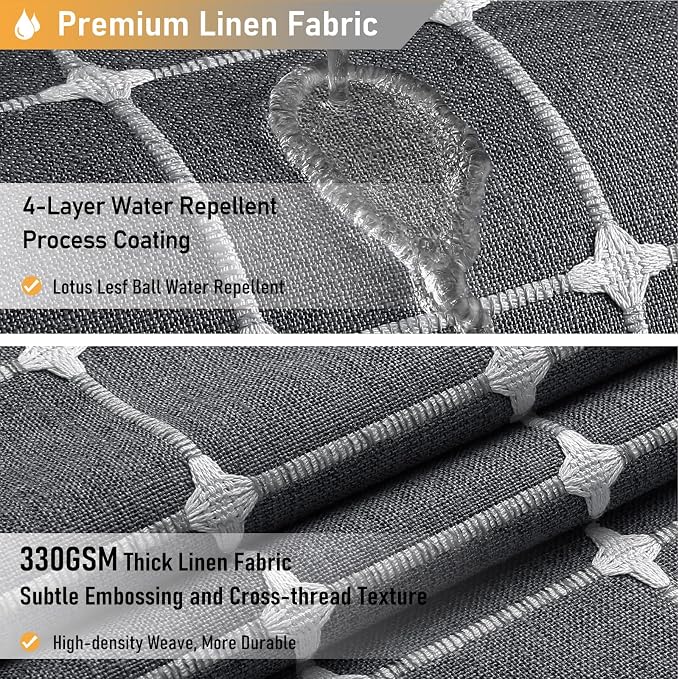 Stall Boho Farmhouse Linen Shower Curtain Set, 36x72, Charcoal Gray | Half Size, 330GSM Linen Blend, 3-side Tassels, Water Repellent Fabric, 6 Plastic Hooks, Rustic Bohemian, Machine Washable