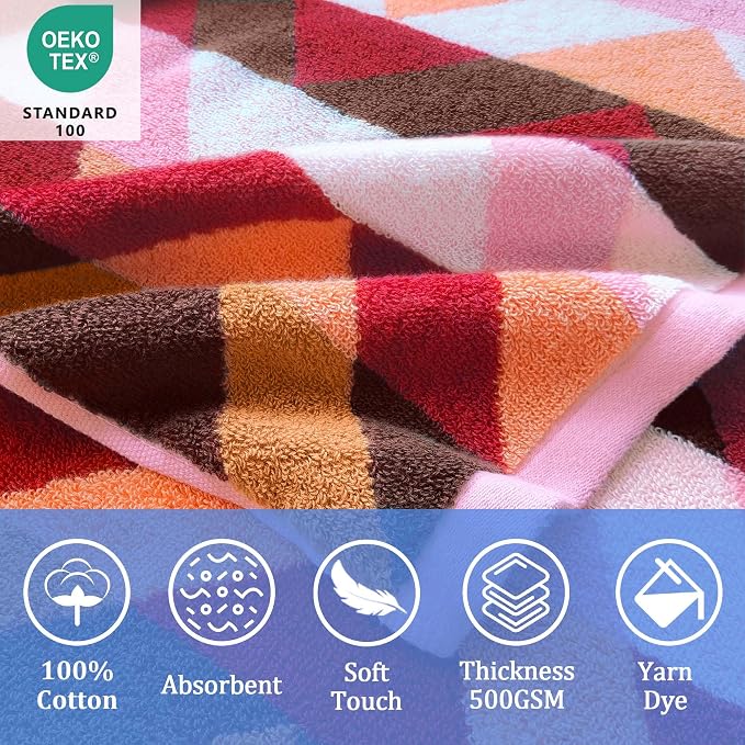 VOOVA & MOVAS Kids Towel Poncho, 4-8 Years, 100% Cotton, Thick, Red | 500GSM Dense Fabric, Solid Jacquard Weave, Soft, Absorbent & Quick Dry, Great for Bathroom and Pool