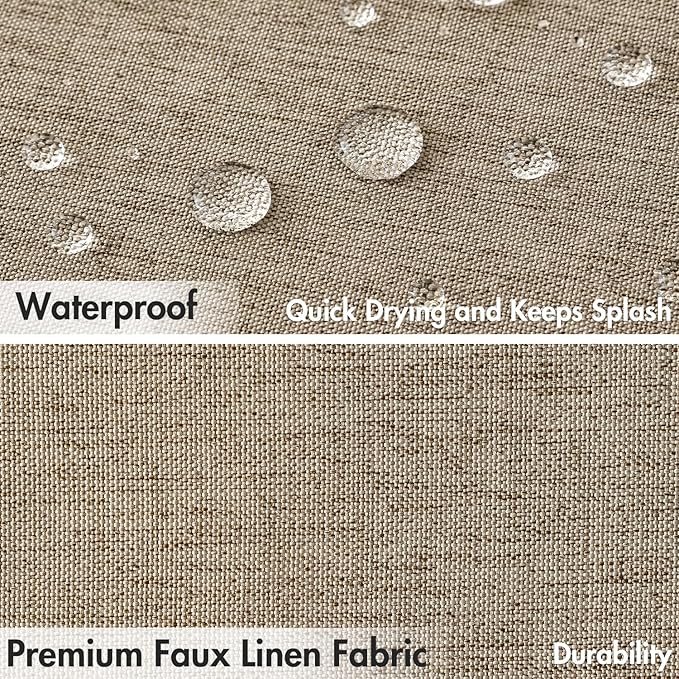 MIULEE Linen Fabric Shower Curtain Khaki W72*L72 12 Metal Hooks | Modern, Heavy Duty, Shower Curtain Set, Waterproof Thick Cloth Shower Curtains, Bathroom Hotel Bathtub, Washable