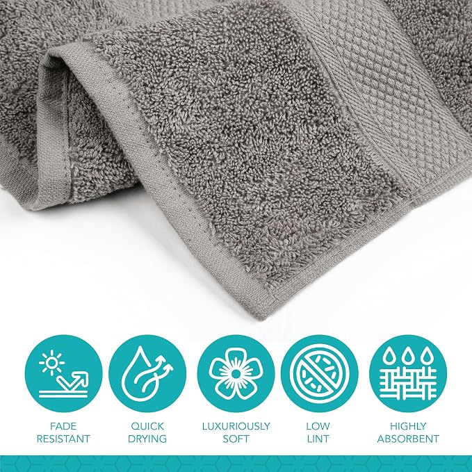 Pleasant Home Bath Towels Set of 6 (24” x 50”) 100% Cotton, Gray | 515 GSM | Lightweight, Soft & Highly Absorbent Luxury Towels for Bathroom | for Gym, Pool & Spa