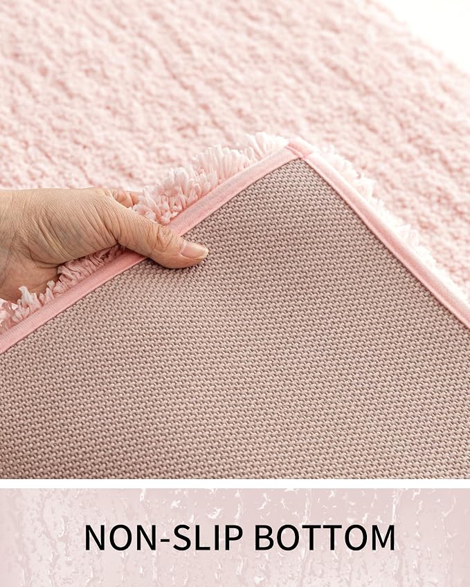 Bathroom Rugs Non Slip Washable 48x24, Ultra Thick Soft Microfiber Absorbent Bath Mats, High Density Foam Latex Non Slip Backing Bath Rugs, Fluffy Floor Carpet for Tub&Shower, Sakura