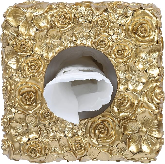 Hymmah Modern Square Tissue Box Cover Holder,Bathroom Accessories Decor Unique Design Tissue Box Cover for Bathroom Vanity Counter Tops Also Great for Bedrooms and Living Rooms