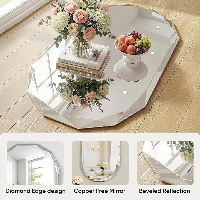 Suidia Bathroom Mirror, 24"x 36" Wall Mirror, Frameless Bathroom Mirror with Beveled Edge for Bedroom, Living Room, Entryway, Hallway, Oval Shape