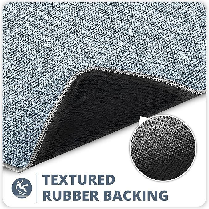 Bosap Bath Mat,Ultra Thin Bathroom Runner Rugs,Large Bath Mats for Bathroom,Quick Dry,Non-Slip,Machine Washable,Low Pile,Bath Rug,Shower Outside,Sink,Home Decor Accessories.Blue,1'5"x2'11"（17x35inch）