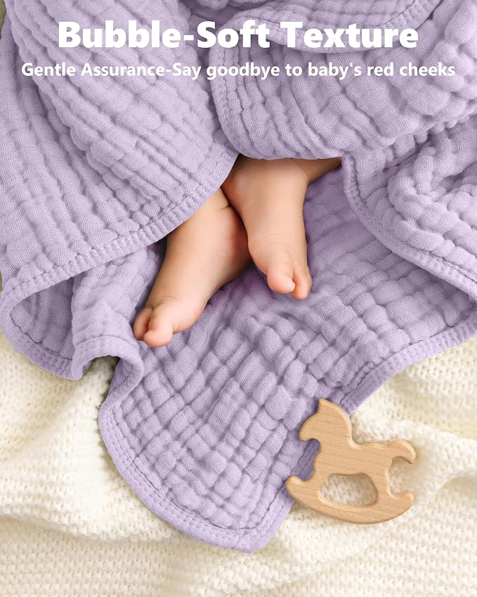 Baby Bath Towels, 100% Muslin Cotton Hooded Baby Towels for Newborn, 2 Pack Baby Towels with Hood for Infant Toddler and Kids, Large 32x32Inch Bath Essentials, Soft and Absorbent