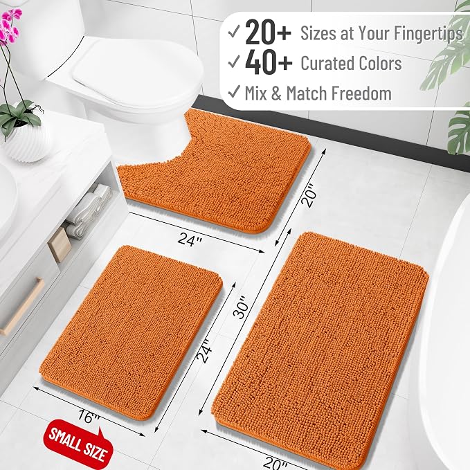 OLANLY Large Bathroom Rugs 44x32, Extra Soft Absorbent Chenille Bath Rugs | Clay, Quick-Drying Rubber Backing, Machine Washable Bath Mat for Bathroom Floor, Tub and Shower, Home Decor Accessories
