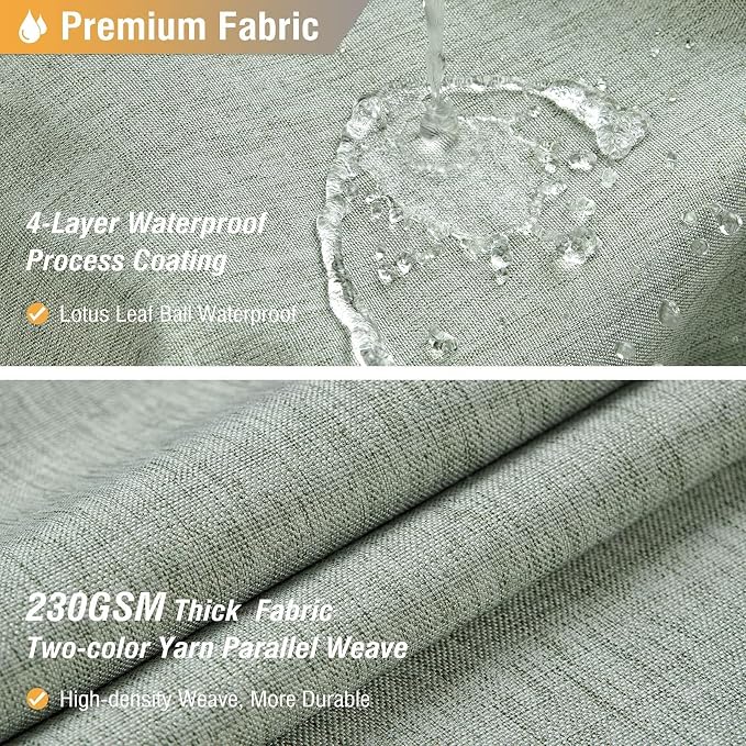 84x72 Wide Linen Textured Waterproof Cloth Shower Curtain, Sage Green | Wide Size, 230GSM Polyester, Heavy Duty Fabric, Weighted Hem, 14 Plastic Hooks, Modern Luxury Hotel Style, Machine Washable