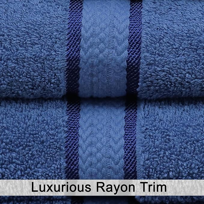 COTTON CRAFT Ultra Soft Washcloths - 12 Pack 100% Ringspun Cotton Facecloth | Large 12x12 inch Blue Wash Cloths - Plush 580 GSM Absorbent Quick Dry Everyday Luxurious Wash Towels for Baby Spa Gym Travel