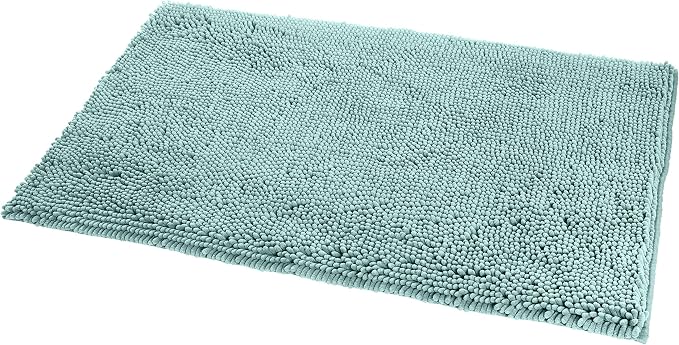 Amazon Basics Bathroom Rugs, Extra Soft Absorbent Shag Bath Rugs, Non-Slip Backing,Quick Drying,Machine Washable,Plush Comfort for Bathroom Floor,Tub and Shower, 21" x 34",Seafoam Green, (Pack of 12)