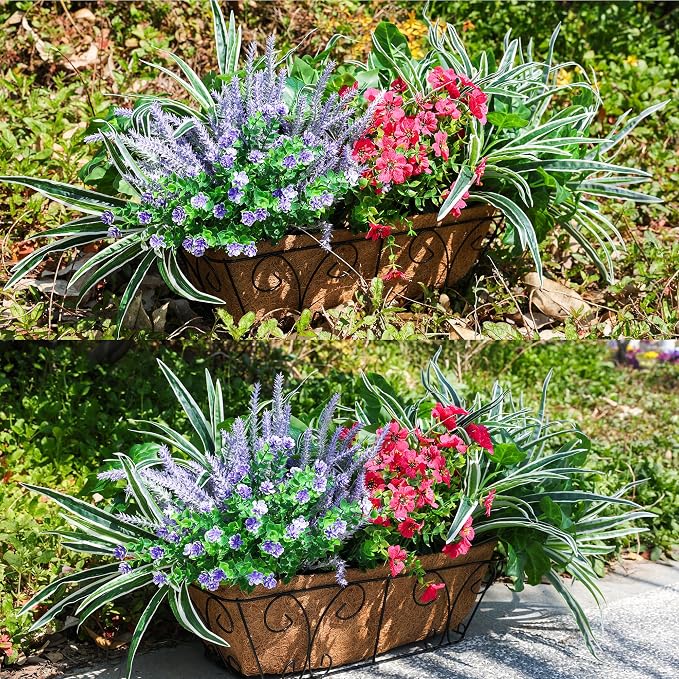 Starttag Artificial Bunches Greenery Plants Fake Plastic Leaves with Stems UV Resistant Outside Faux Plants Bushes for Outdoor Patio Garden Front Porch Yard Decor