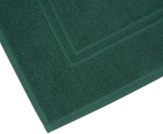 2 Piece Bath Mats 20 x 32 Inches, Hunter Green | 100% Cotton Terry Bath Mats, Super Absorbent, Hotel Quality Premium Floor Towels, Luxurious, Soft & Quick Dry