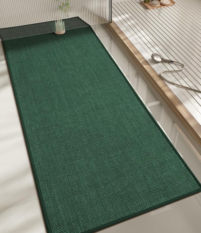 Bathroom Rugs Mat 59x17, Ultra Thin Non Slip Bath Mats Runner Quick Dry Absorbent Bath Mat for Bathroom Floor, (Green, 59"x17")