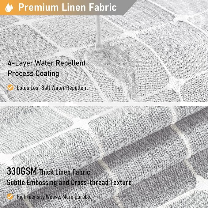 48x72 Boho Farmhouse Linen Heavy Duty Shower Curtain Set, Gray/Grey | Stall Size, 330GSM Linen Blend, 3-side Tassels, Water Repellent Fabric, 8 Plastic Hooks, Rustic Bohemian, Machine Washable