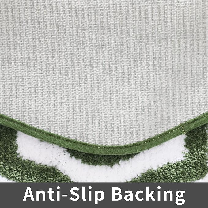 COSY HOMEER Non-Slip Bath Mat Extra Thick Absorbent Plush Washable | 20"x32" White/Green Non-Slip Extra Thick Plush Absorbent Machine Washable Bath Mat Bathroom Rug Floor Tub Shower