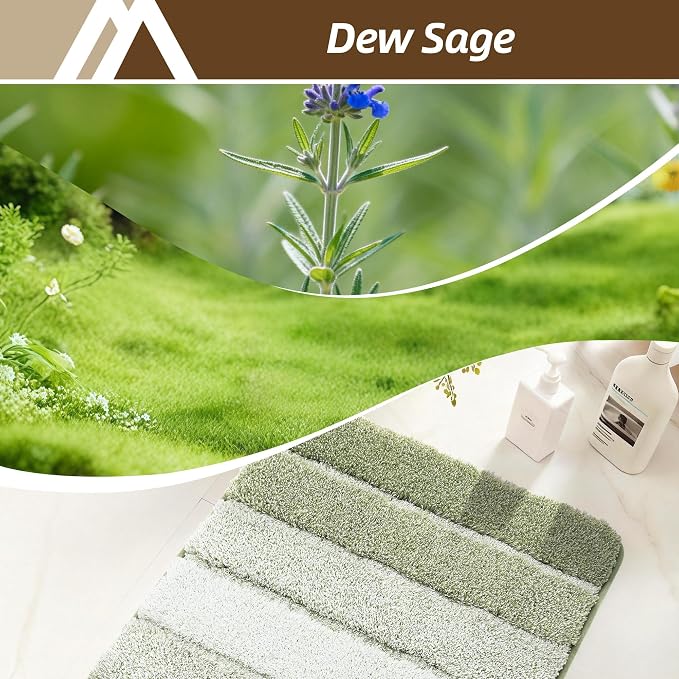 COSY HOMEER Toilet Rugs U-Shaped 24"x20", Ultra Soft Absorbent Bath Mat | Non-Slip TPR Backing, Machine Washable Shaggy Rug for Toilet,Green