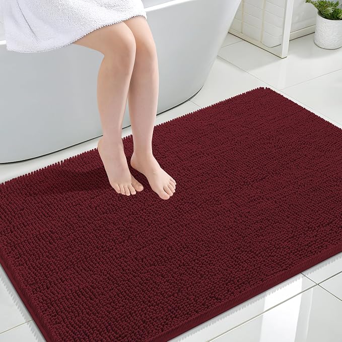 OLANLY Large Bathroom Rugs 44x32, Extra Soft Absorbent Chenille Bath Rugs | Andorra Red-Brown, Quick-Drying Rubber Backing, Washable Bath Mat for Bathroom Floor, Tub and Shower, Home Decor Accessories