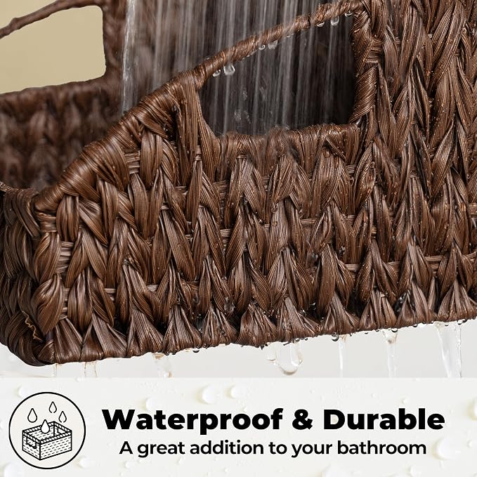 GRANNY SAYS Wicker Storage Baskets, Trapezoid Woven Baskets for Storage | Wicker Storage Baskets for Pantry, Open Front Basket for Shelves, Kitchen Storage Baskets, Decorative Basket for Home Decor