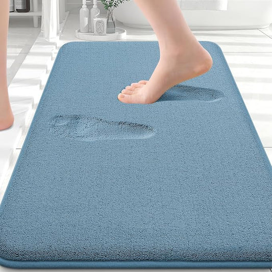 Smiry Memory Foam Bath Mat 30x20, Extra Soft Absorbent Bathroom Rugs | Grayish Blue Quick Dry, Machine Washable Bath Mats for Bathroom, Shower, Tub and Home Decor Accessories