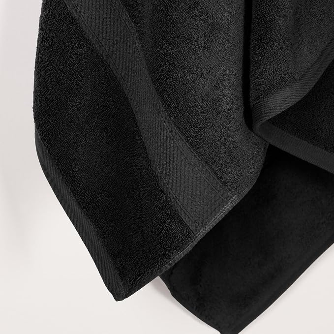 SUPERIOR Egyptian Cotton Plush & Absorbent, Bath Towel Set of 2, Black | Quick Dry, Soft Luxury Towel Set, Bath Essentials for Bathroom, Guest Bath, Spa, 2 Piece Bath, Madeline Towels