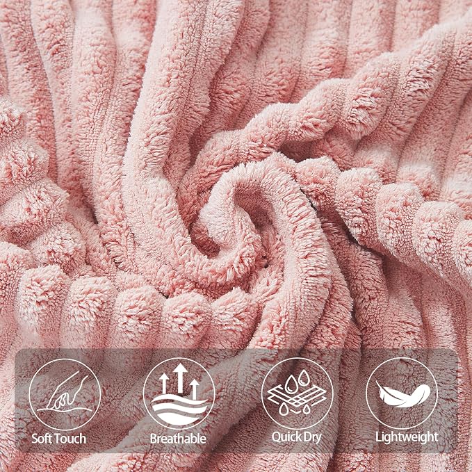 6 Piece Bath Towel Set, 40"x80" Oversized Bath Sheets, Pink | Microfiber, Quick Dry, Highly Absorbent, Towels for Bathroom, 2 Extra Large Bath Towels, 2 Soft Hand Towels, 2 Washcloths