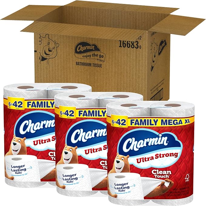 Charmin Ultra Strong Clean Touch Toilet Paper, 18 Family Mega XL Rolls = 126 Regular Rolls