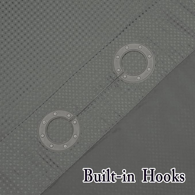 No Hook Cloth Grey Shower Curtain with Liner, 72x86 | Snap-in Fabric Liner, Hotel Style with Mesh Top Window, Waterproof Coating, Machine Washable, Rustproof Grommets