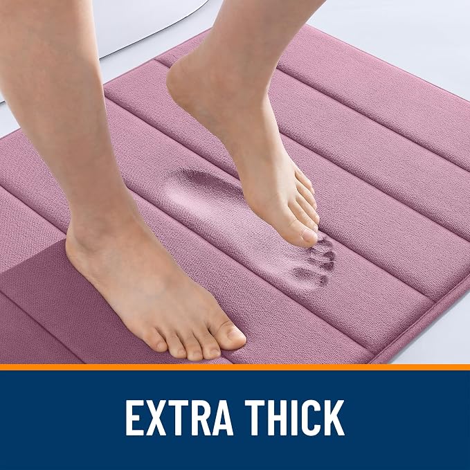 OLANLY Memory Foam Long Bathroom Rugs Runner 59x20, Super Soft Absorbent | Deep Plum, Quick Dry Bath Mat, Machine Washable Shower Floor Rugs, Bathmat Carpet for Bathroom Floor, Tub and Shower