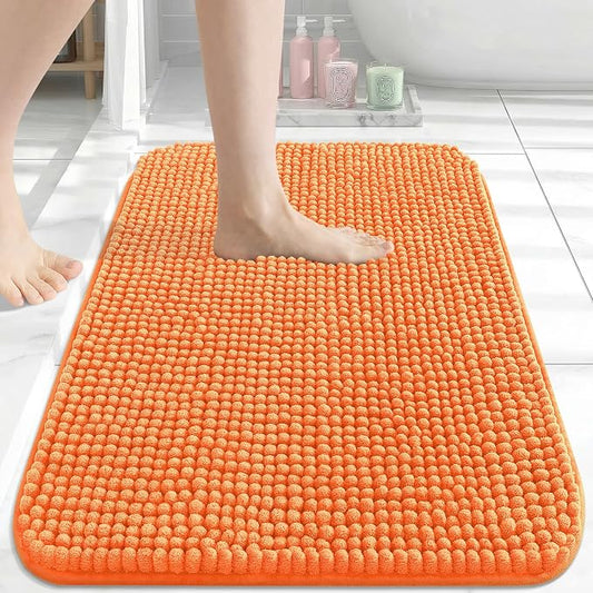 Arotive Chenille Bathroom Rugs 24x16, Soft Absorbent Bath Mat, Coral | Rubber Backing, Machine Washable Dry Bath Mats for Bathroom Floor, Tub and Shower, Home Decor Accessories