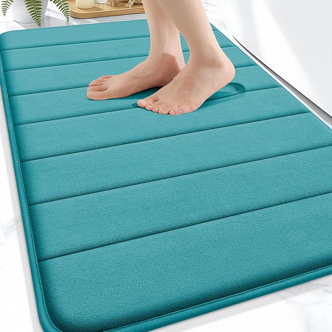 OLANLY Memory Foam Bath Mat 32x20, Super Soft and Absorbent Bathroom Rugs | Deep Lake, Quick Dry Bath Rug, Machine Washable Shower Floor Mats, Bathmat Carpet for Bathroom Floor, Tub and Shower