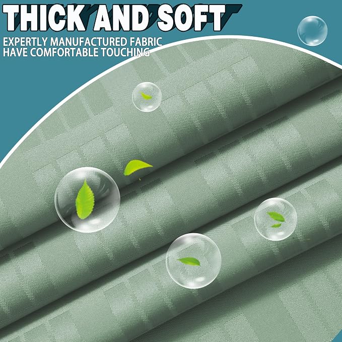Conbo Mio Extra Wide No Hook Sage Green Shower Curtain with Snap in Liner Set, 108" x 74" Hotel Luxury Shower Curtains for Bathroom with See Through Top Window, Waterproof, Washable 108W x 74H