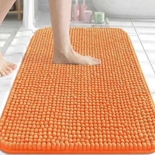 Arotive Chenille Bathroom Rugs 30x20, Soft Absorbent Bath Mat, Coral | Rubber Backing, Machine Washable Dry Bath Mats for Bathroom Floor, Tub and Shower, Home Decor Accessories
