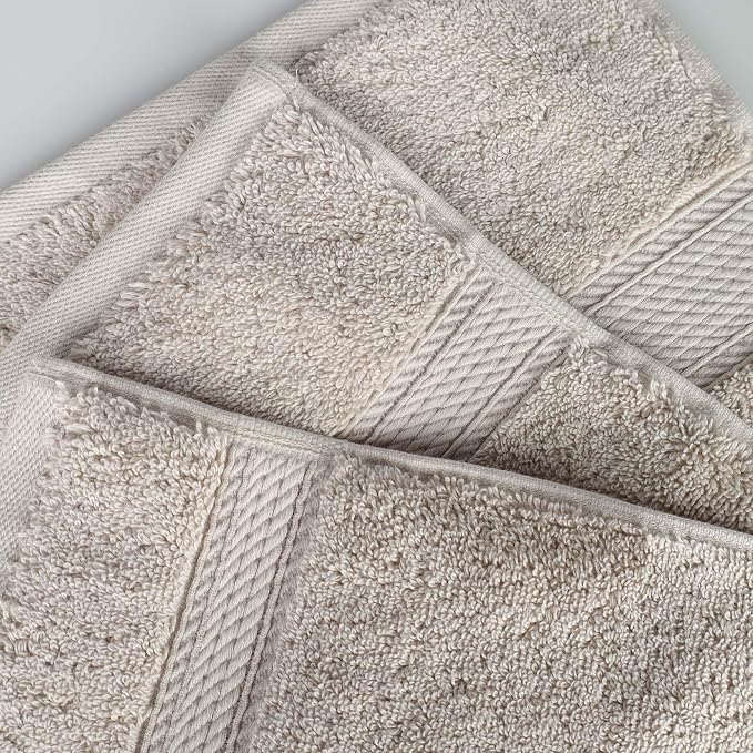 Superior Egyptian Cotton 800 GSM Plush & Absorbent, 9 Piece Set, Stone | Quick Dry, Soft Luxury Towel Set, Bath Essentials, Guest Bath, Spa, 3 Bath, 3 Hand, 3 Face Towel, Madeline Towels