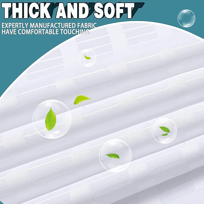 Conbo Mio Extra Long No Hook Shower Curtain with Snap in Liner Set, Hotel Luxury White Shower Curtains for Bathroom with See Through Top Window, Waterproof, Washable 71W x 84H